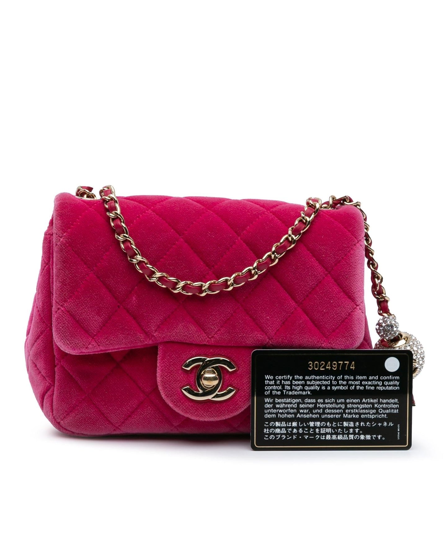Mini Square Velvet Pearl Crush Flap Quilted Crossbody Bag