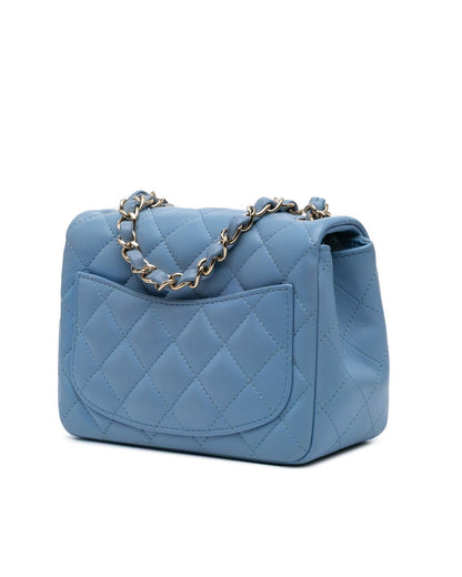 Mini Square Classic Lambskin Single Flap Crossbody Bag with Chain Strap