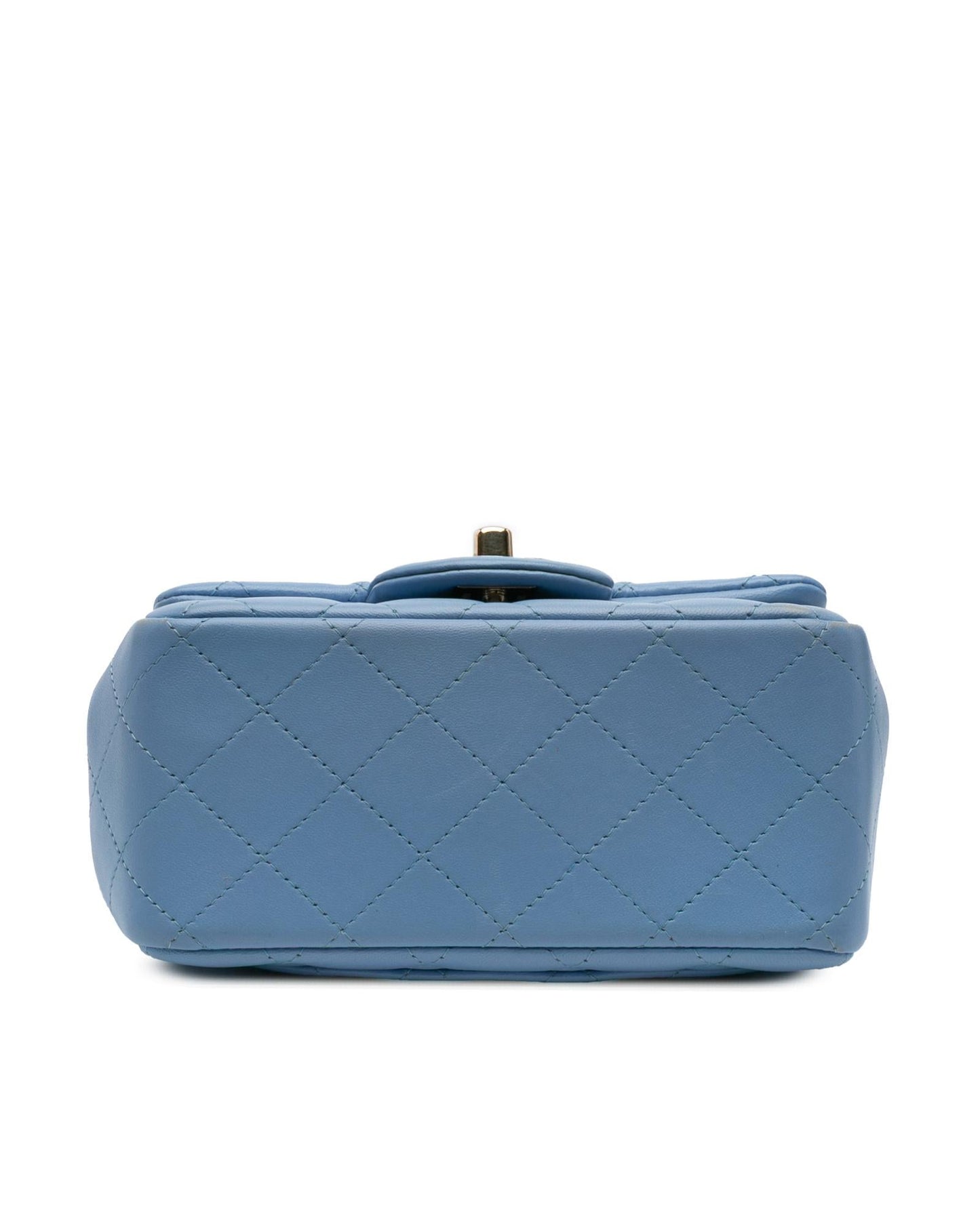 Mini Square Classic Lambskin Single Flap Crossbody Bag with Chain Strap