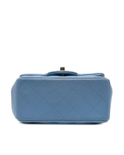 Mini Square Classic Lambskin Single Flap Crossbody Bag with Chain Strap