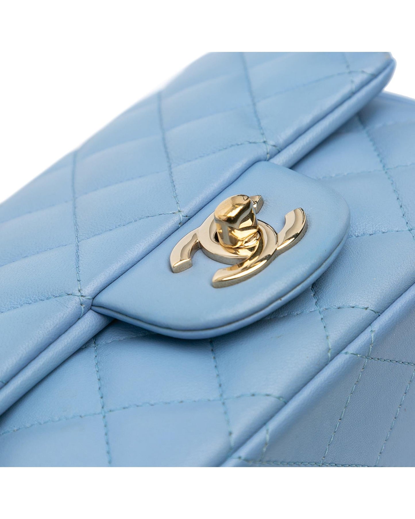 Mini Square Classic Lambskin Single Flap Crossbody Bag with Chain Strap
