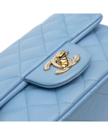 Mini Square Classic Lambskin Single Flap Crossbody Bag with Chain Strap