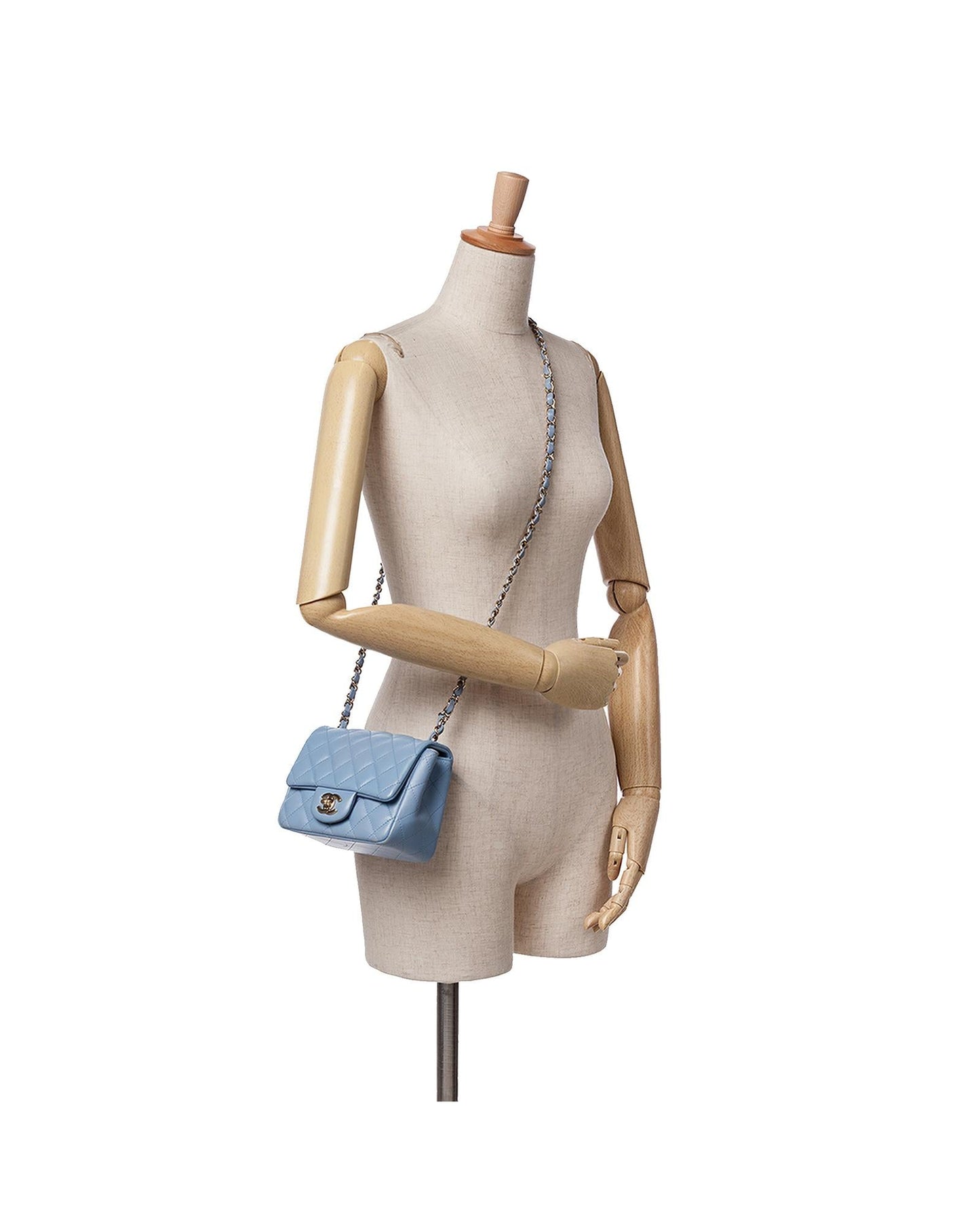 Mini Square Classic Lambskin Single Flap Crossbody Bag with Chain Strap