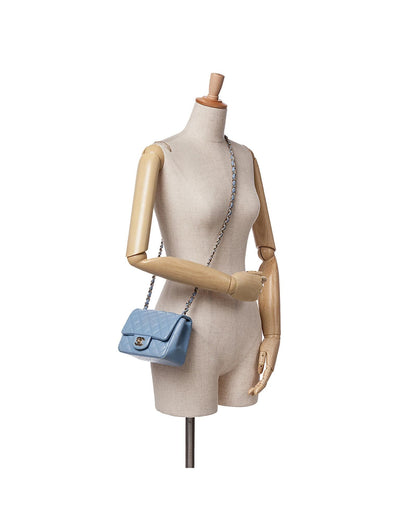 Mini Square Classic Lambskin Single Flap Crossbody Bag with Chain Strap