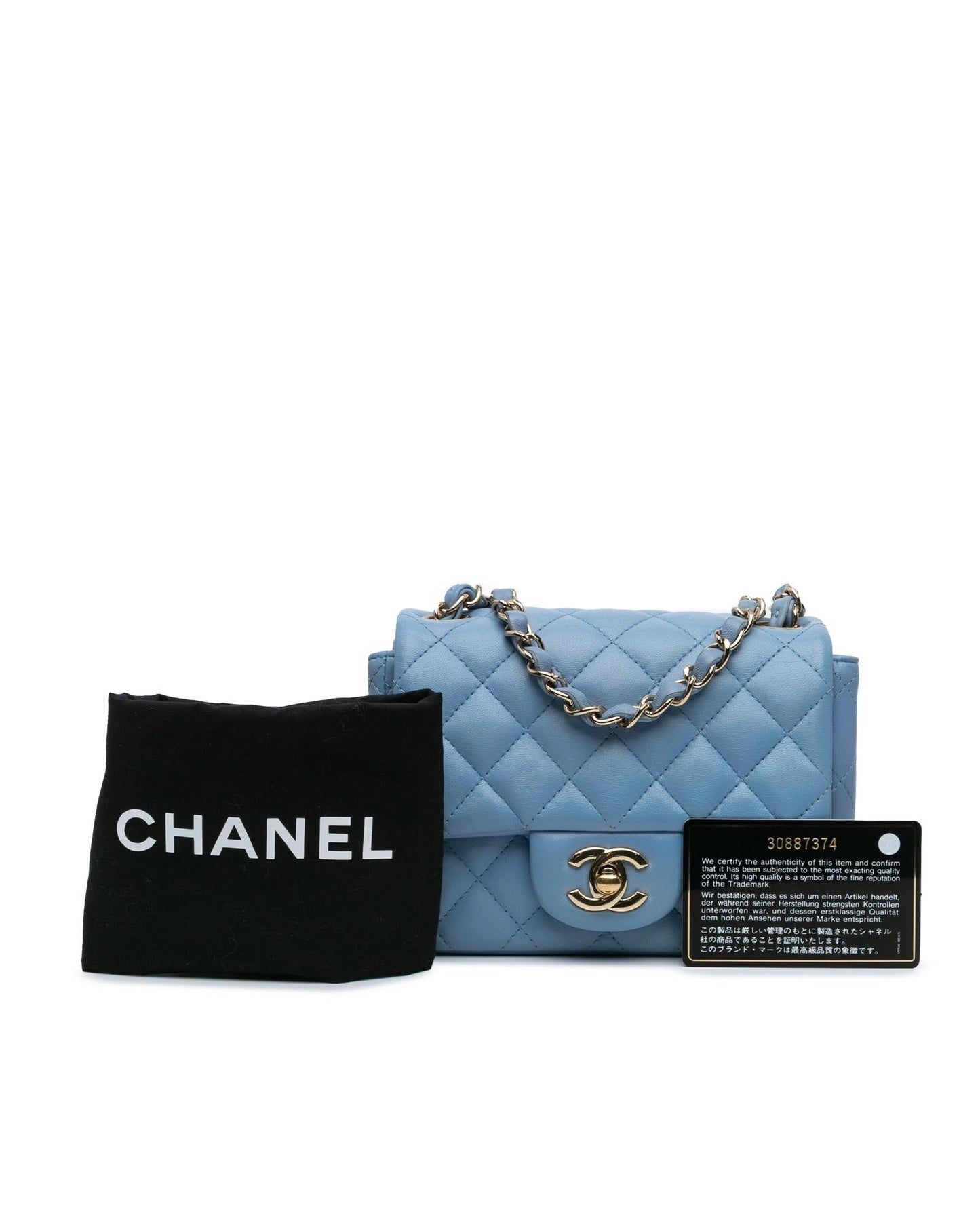 Mini Square Classic Lambskin Single Flap Crossbody Bag with Chain Strap