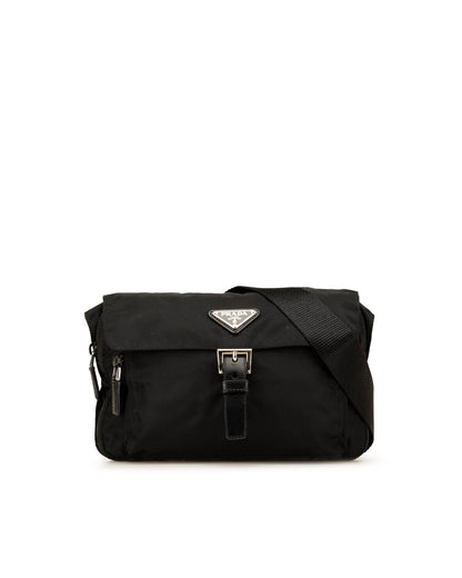 Tessuto Buckle Detail Nylon Crossbody Messenger Bag