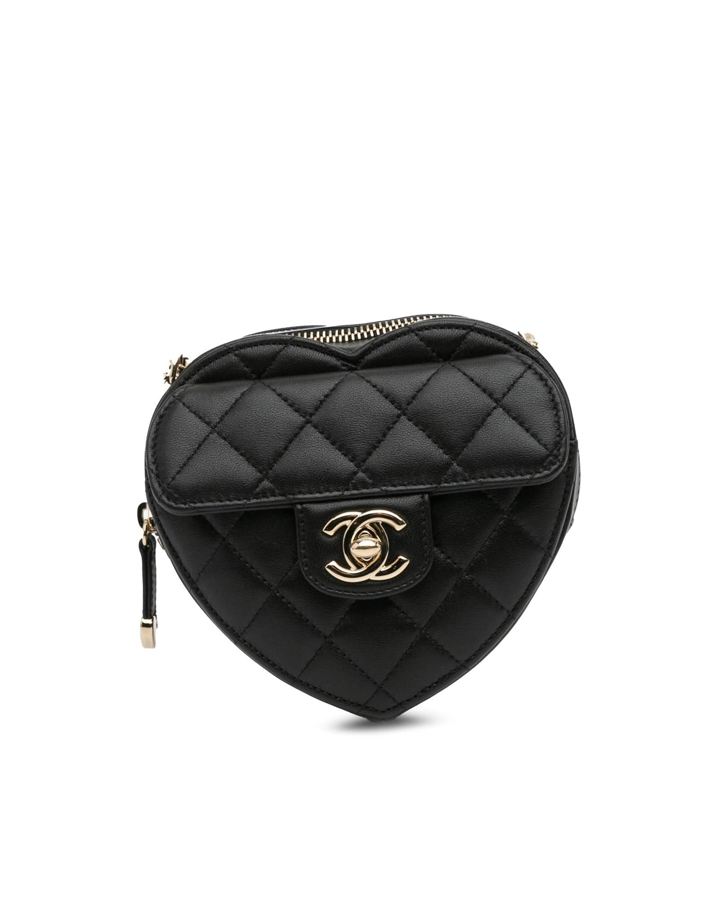 Mini Lambskin Heart Crossbody Bag with Quilted Leather and Chain Strap