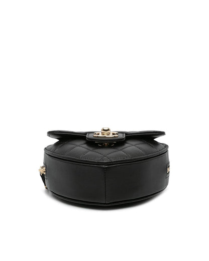 Mini Lambskin Heart Crossbody Bag with Quilted Leather and Chain Strap