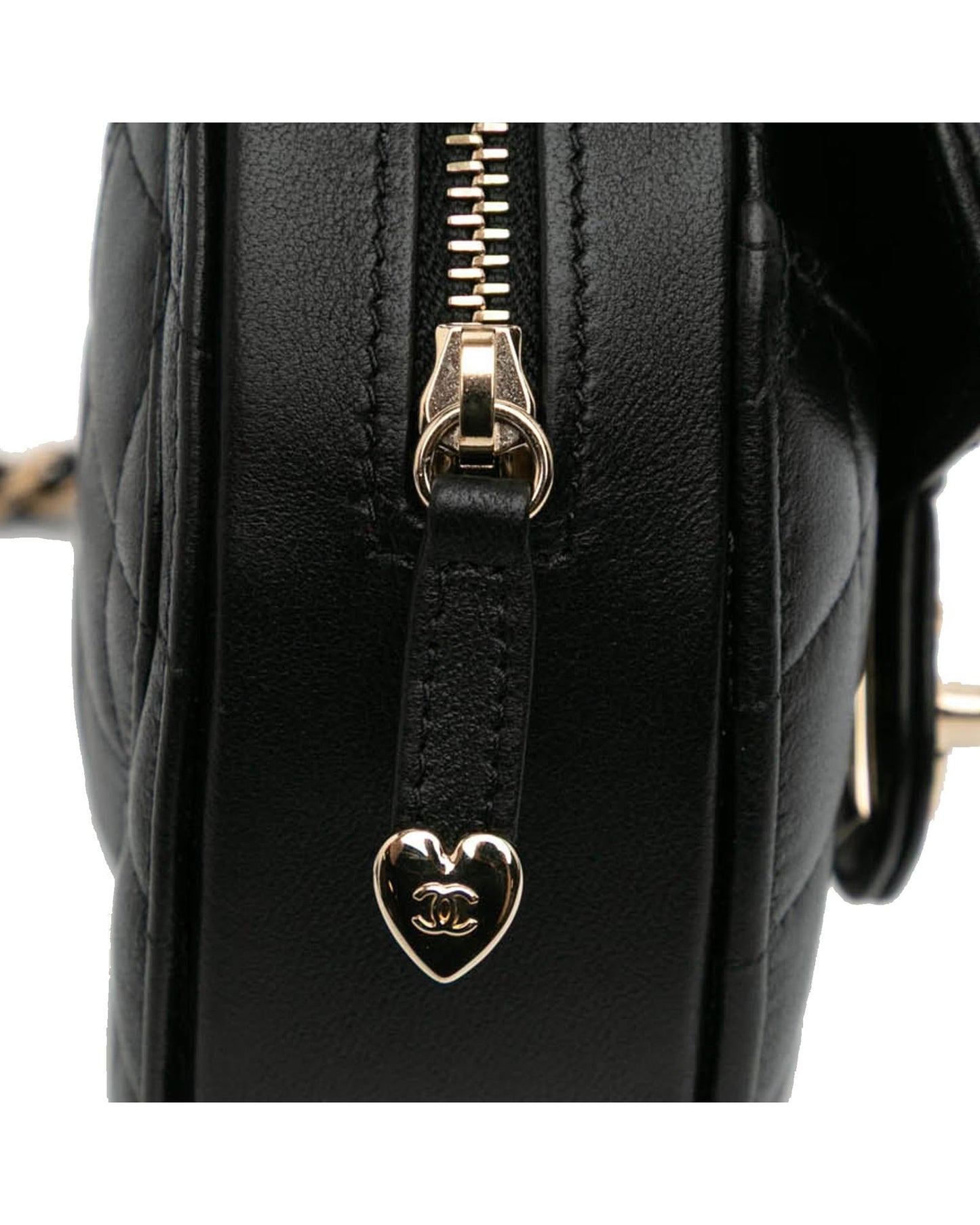 Mini Lambskin Heart Crossbody Bag with Quilted Leather and Chain Strap