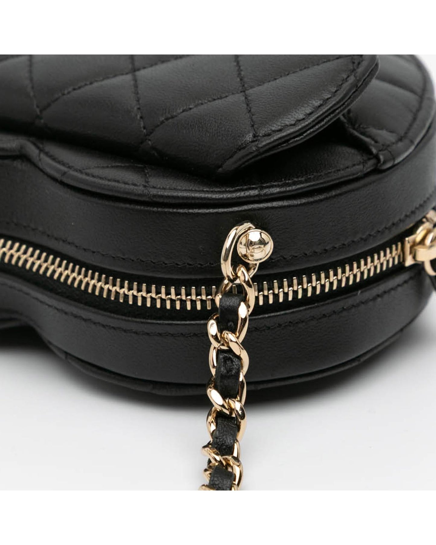 Mini Lambskin Heart Crossbody Bag with Quilted Leather and Chain Strap