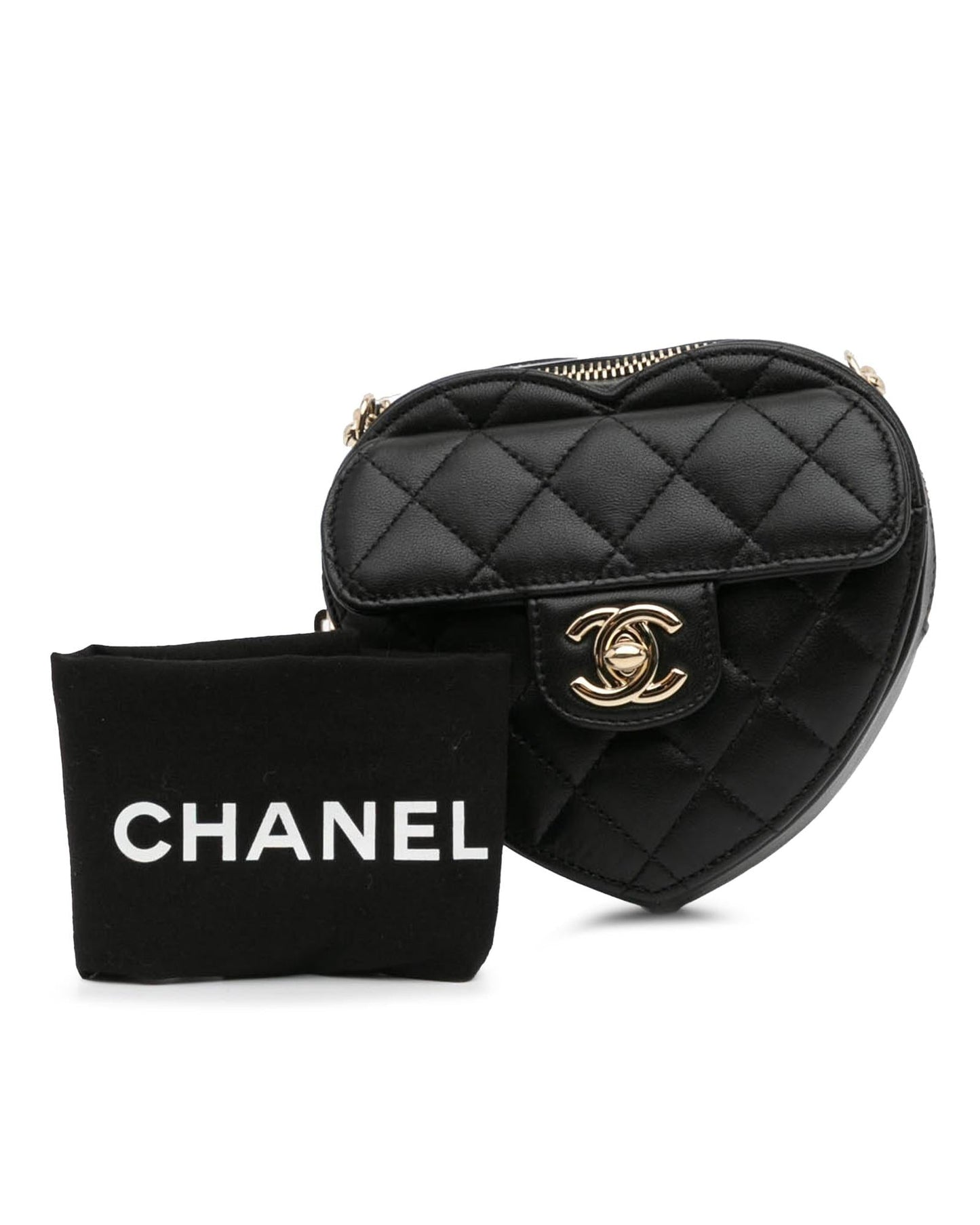Mini Lambskin Heart Crossbody Bag with Quilted Leather and Chain Strap