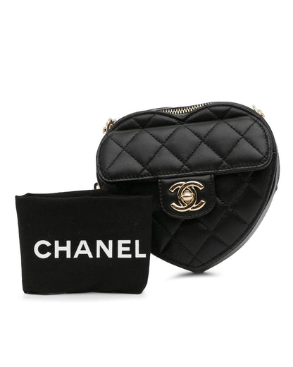 Mini Lambskin Heart Crossbody Bag with Quilted Leather and Chain Strap