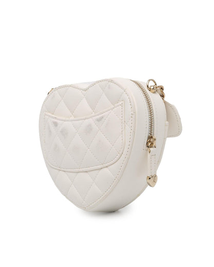 Mini Lambskin Quilted Heart Crossbody Bag with Chain Strap