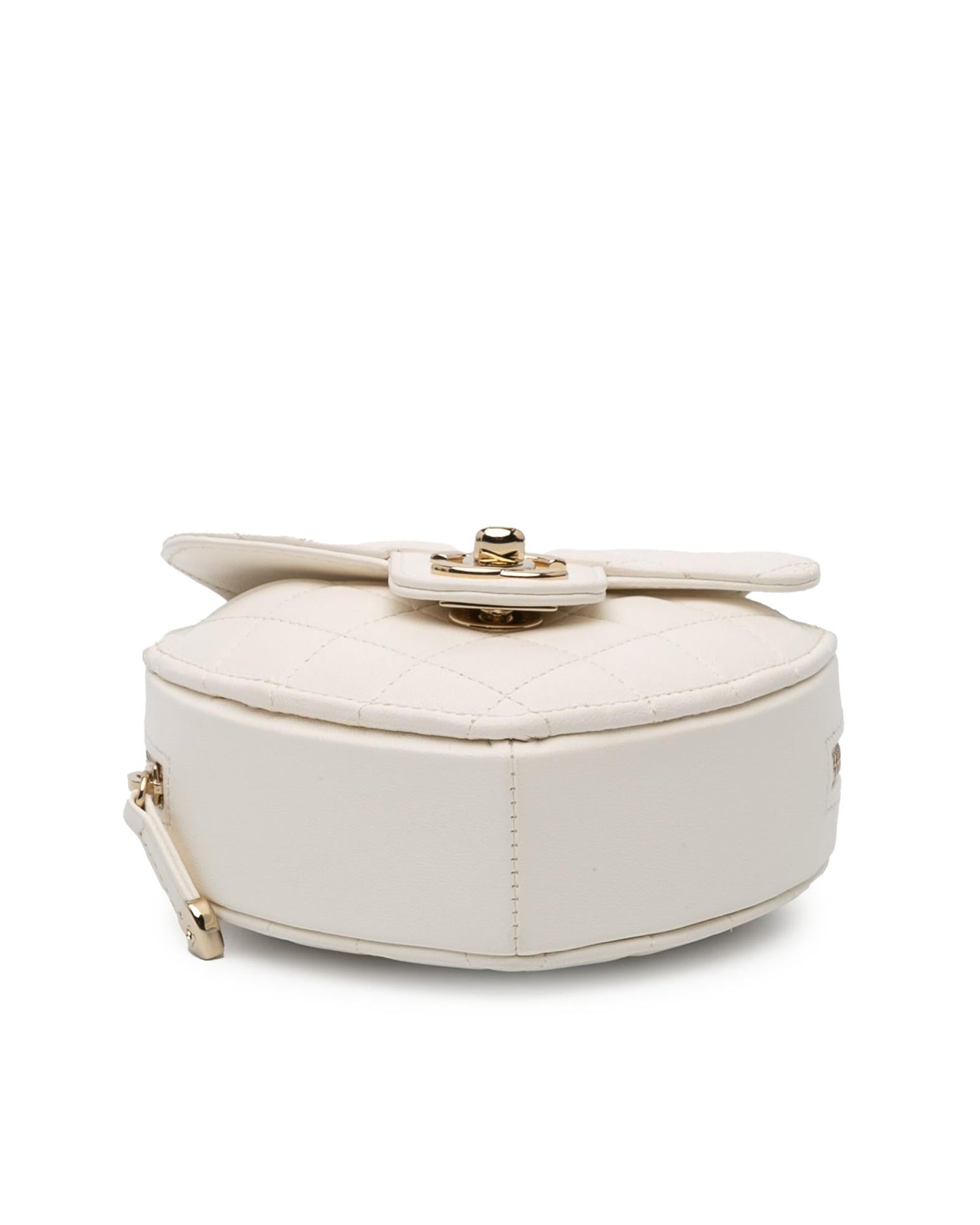 Mini Lambskin Quilted Heart Crossbody Bag with Chain Strap