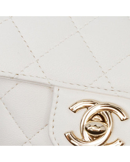 Mini Lambskin Quilted Heart Crossbody Bag with Chain Strap