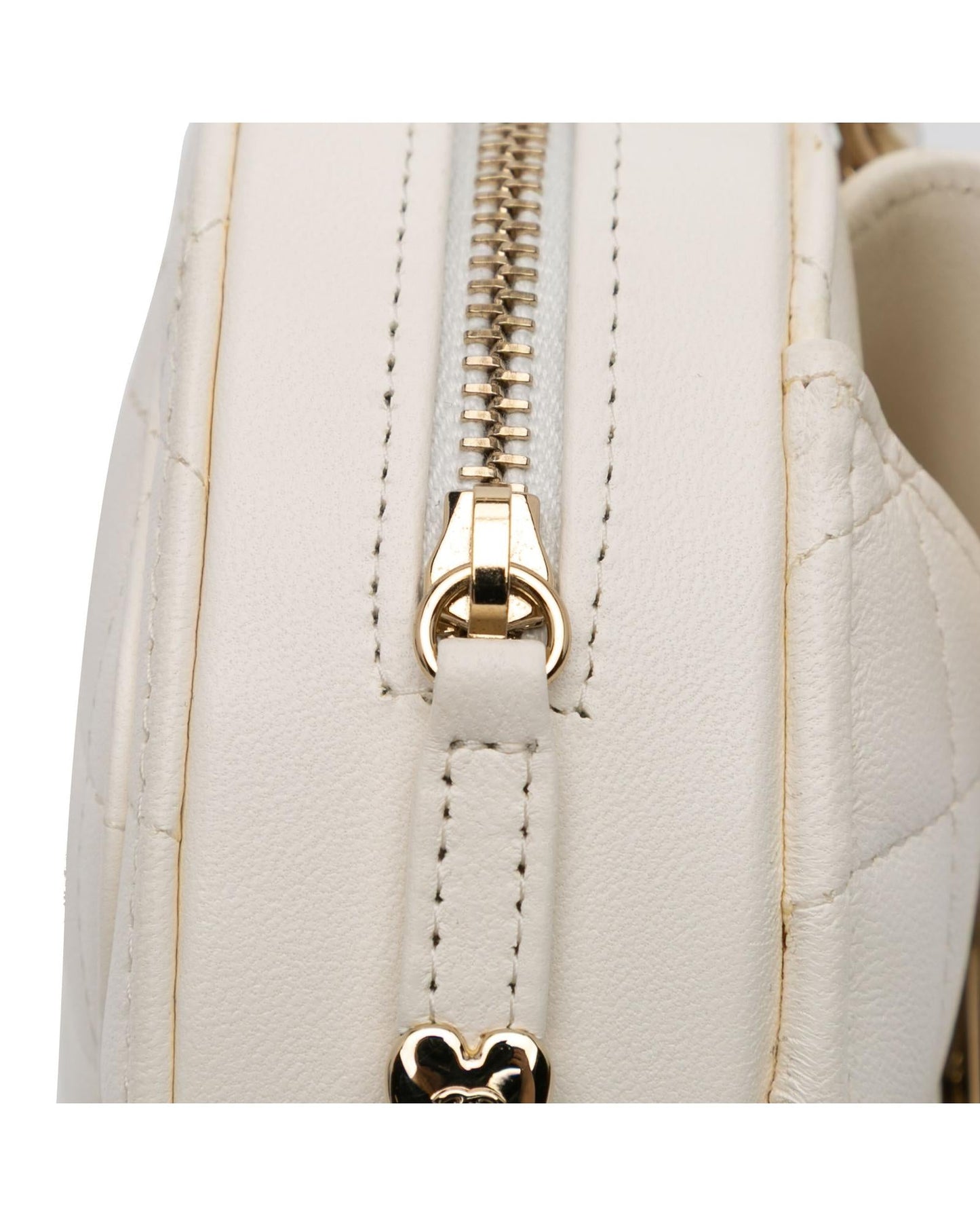 Mini Lambskin Quilted Heart Crossbody Bag with Chain Strap