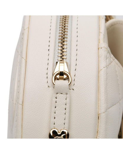 Mini Lambskin Quilted Heart Crossbody Bag with Chain Strap