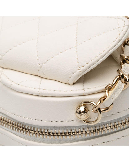 Mini Lambskin Quilted Heart Crossbody Bag with Chain Strap