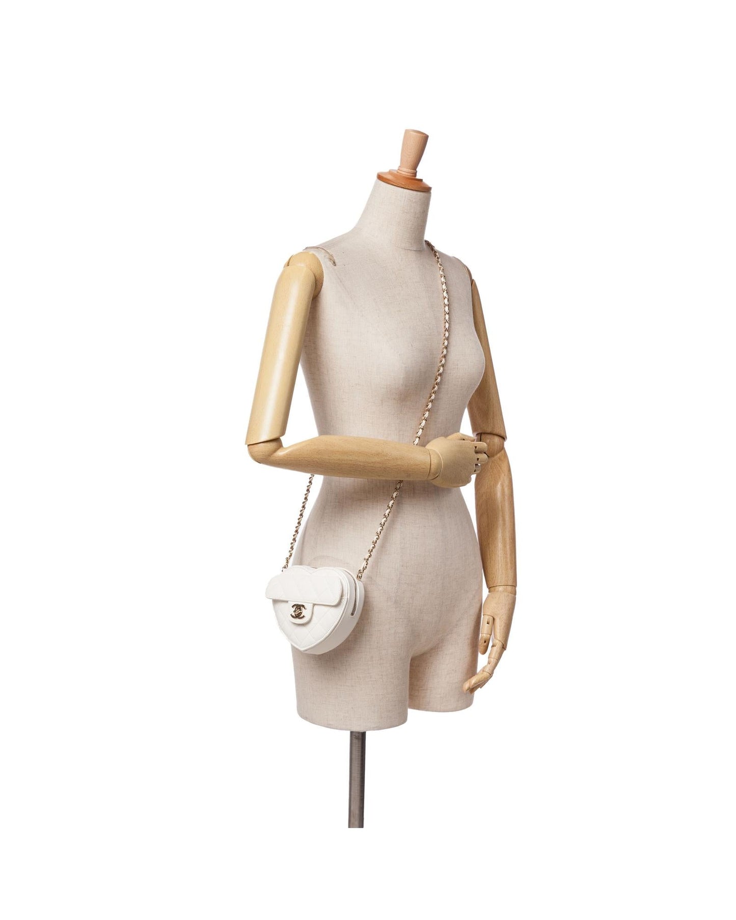 Mini Lambskin Quilted Heart Crossbody Bag with Chain Strap