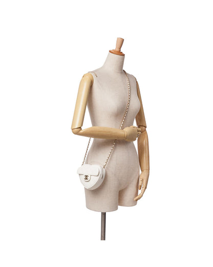 Mini Lambskin Quilted Heart Crossbody Bag with Chain Strap