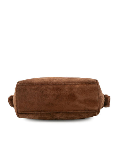 Quilted Suede Tassel Crossbody with Chain Strap