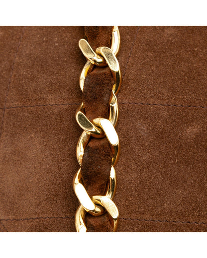 Quilted Suede Tassel Crossbody with Chain Strap