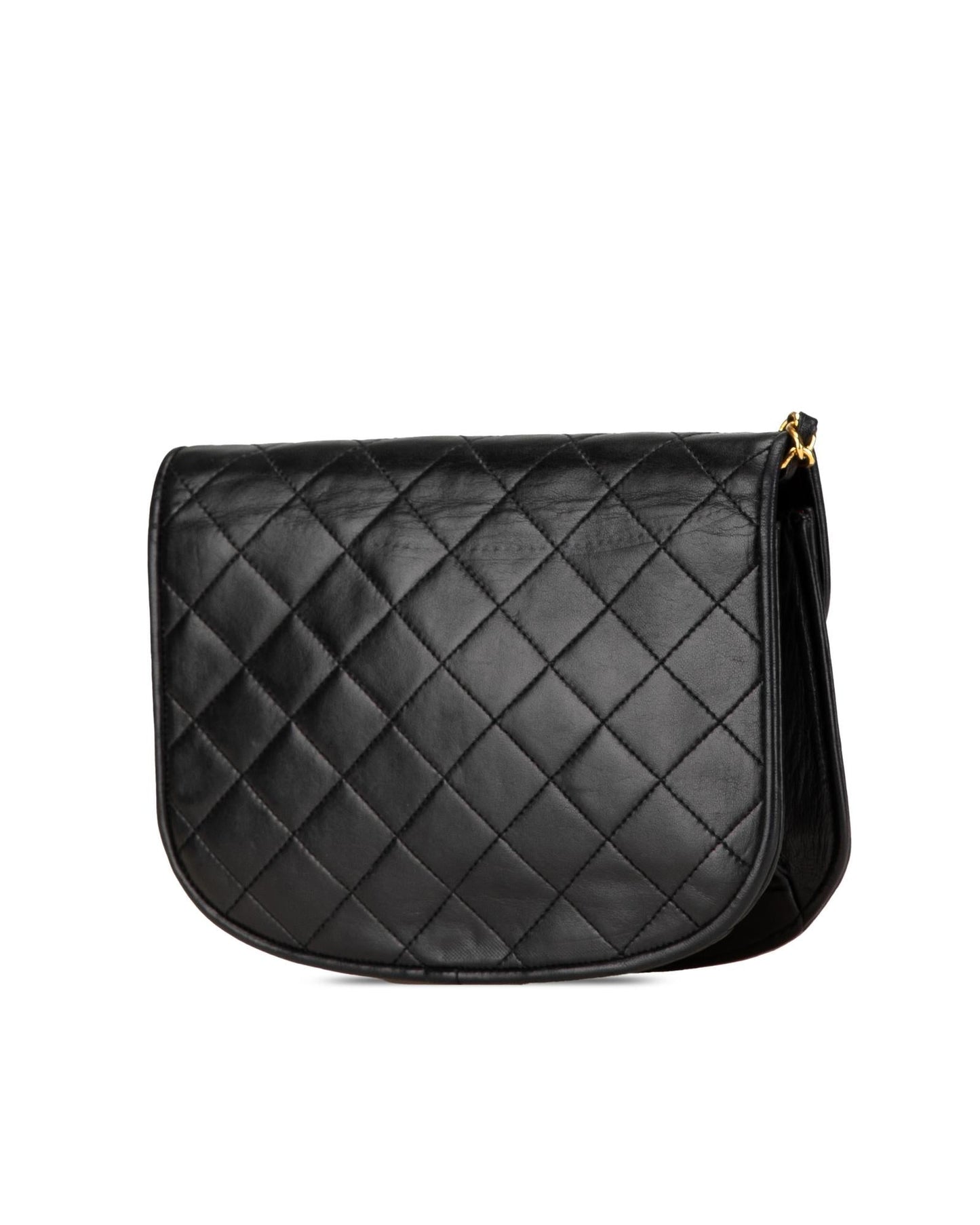 Quilted Lambskin Leather Crossbody Bag with Chain Strap and CC Front Flap