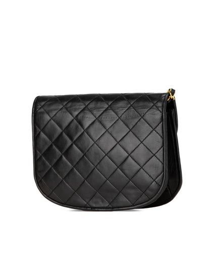 Quilted Lambskin Leather Crossbody Bag with Chain Strap and CC Front Flap