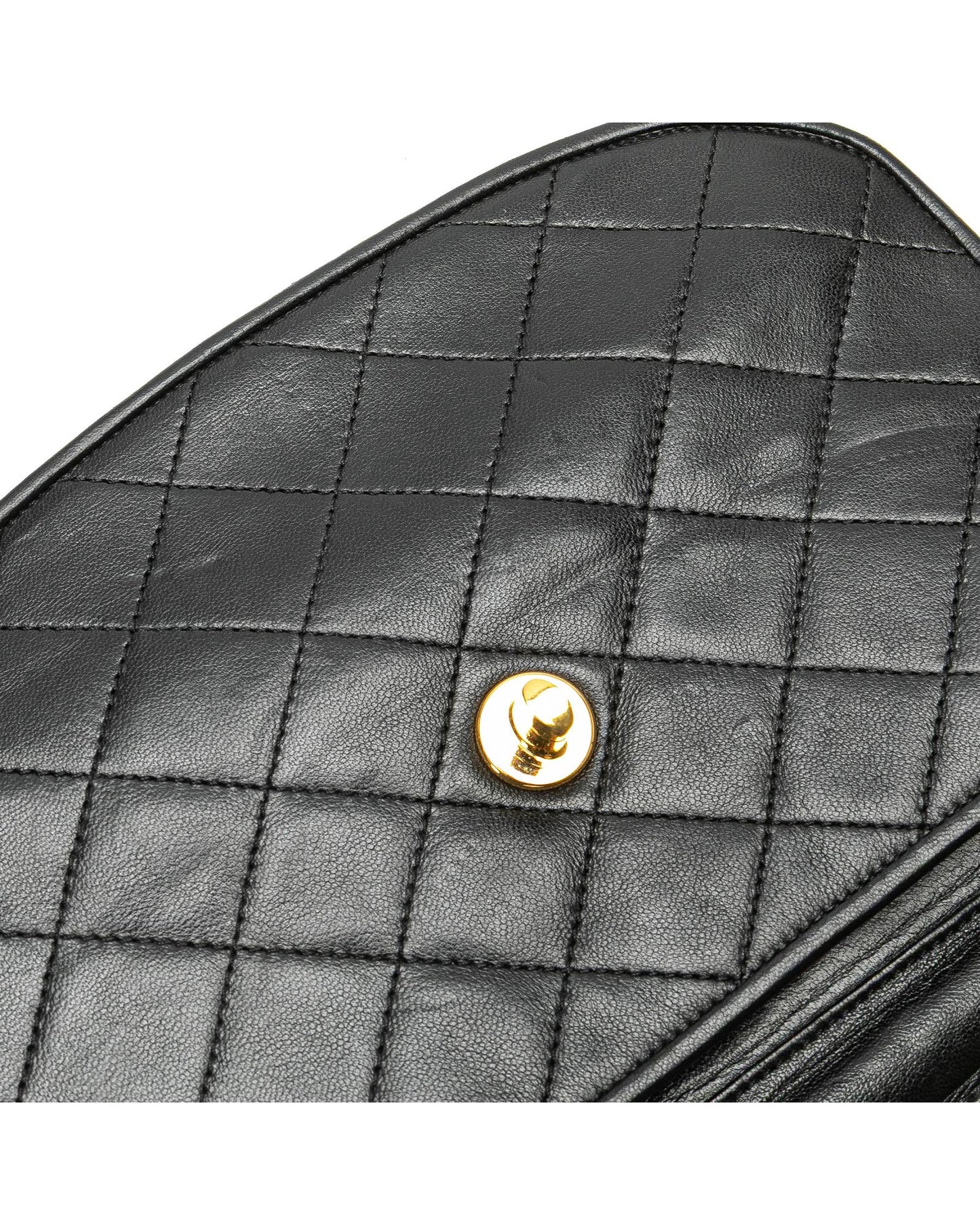Quilted Lambskin Leather Crossbody Bag with Chain Strap and CC Front Flap