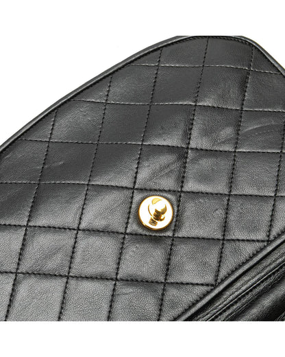 Quilted Lambskin Leather Crossbody Bag with Chain Strap and CC Front Flap