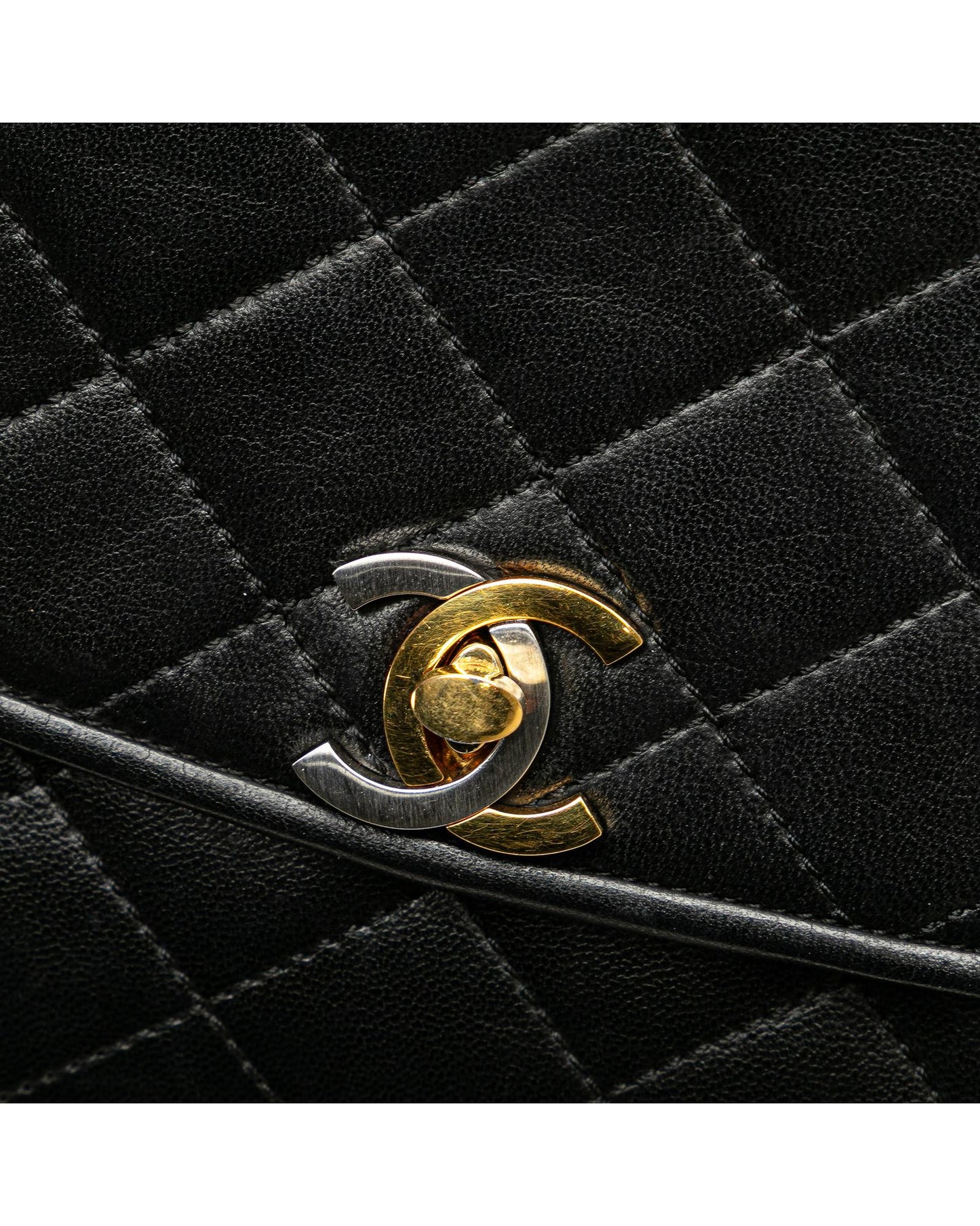 Quilted Lambskin Leather Crossbody Bag with Chain Strap and CC Front Flap