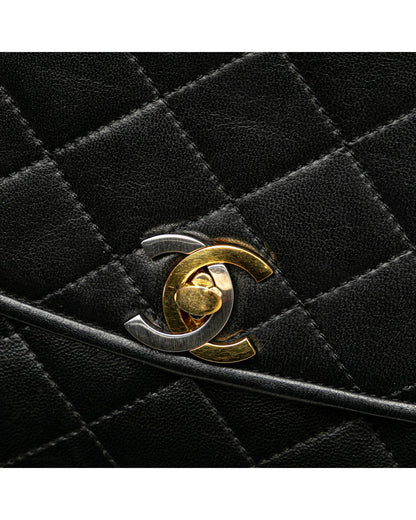 Quilted Lambskin Leather Crossbody Bag with Chain Strap and CC Front Flap