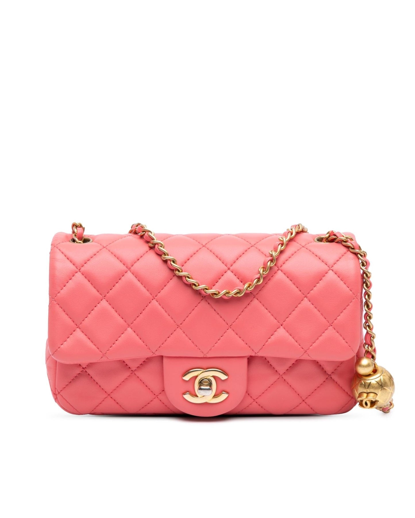Mini Rectangular Lambskin Pearl Crush Crossbody Flap Bag