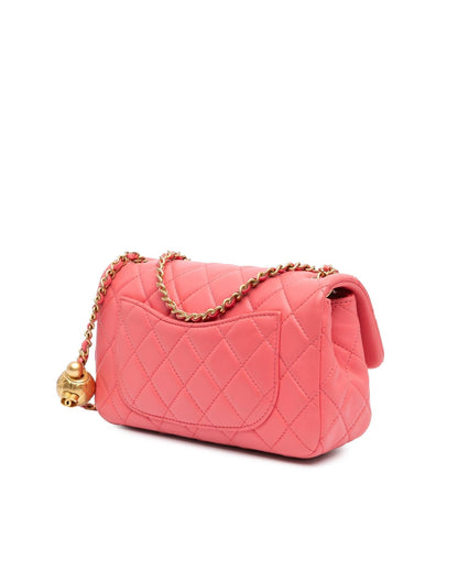 Mini Rectangular Lambskin Pearl Crush Crossbody Flap Bag