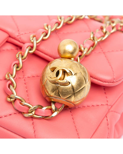Mini Rectangular Lambskin Pearl Crush Crossbody Flap Bag