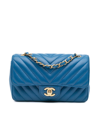 Mini Rectangular Chevron Lambskin Single Flap Crossbody Bag
