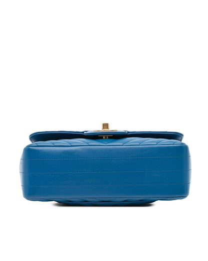 Mini Rectangular Chevron Lambskin Single Flap Crossbody Bag