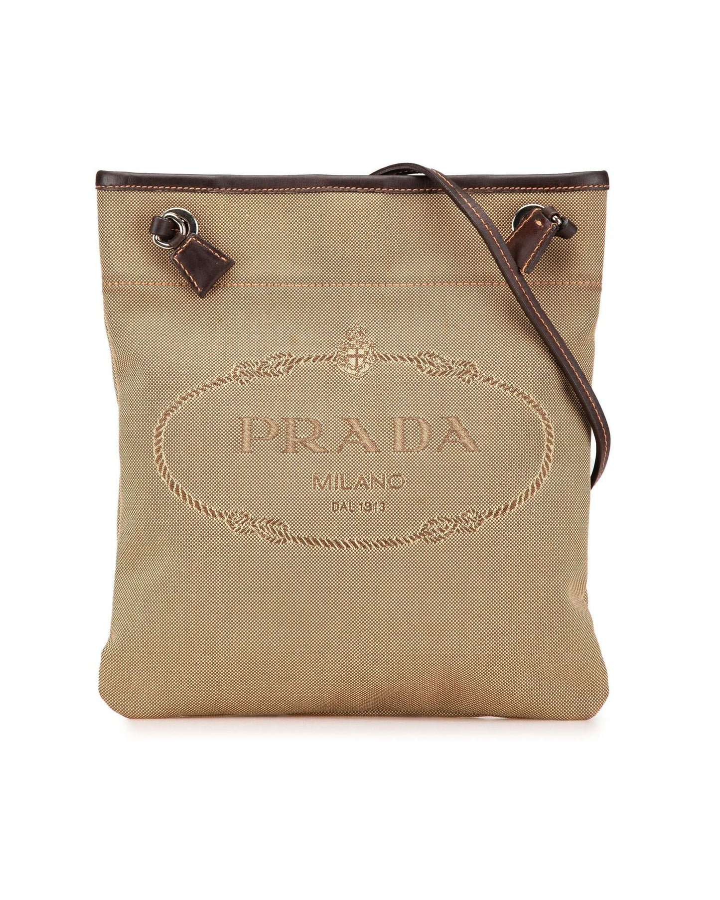 Canvas Canapa Logo Crossbody Bag with Leather Trim and Adjustable Strap