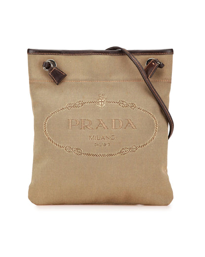 Canvas Canapa Logo Crossbody Bag with Leather Trim and Adjustable Strap