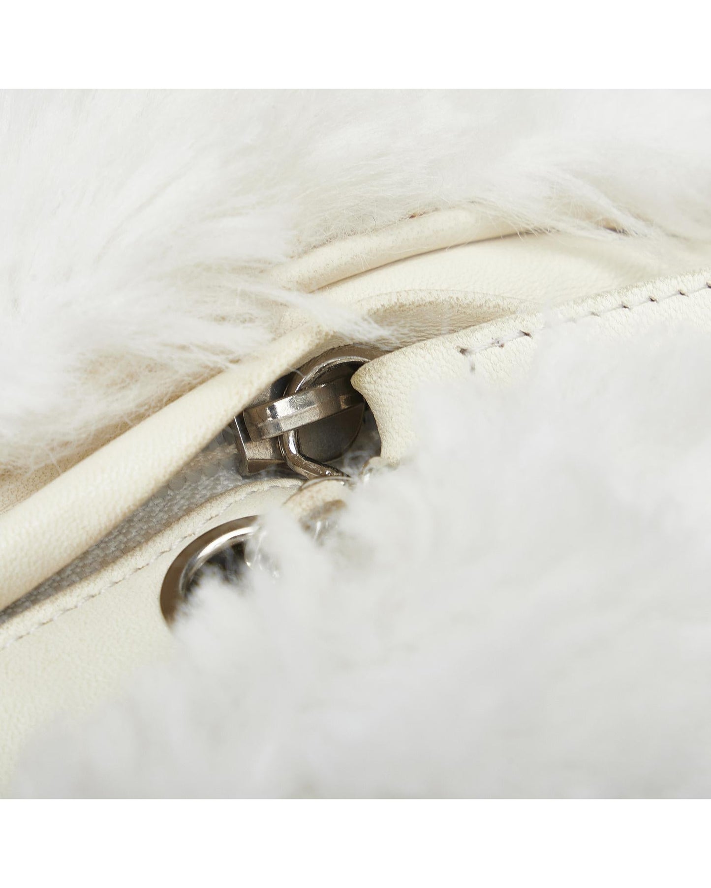 Crystal Embellished Faux Fur Crossbody Bag with Chain Strap and Zip Closure