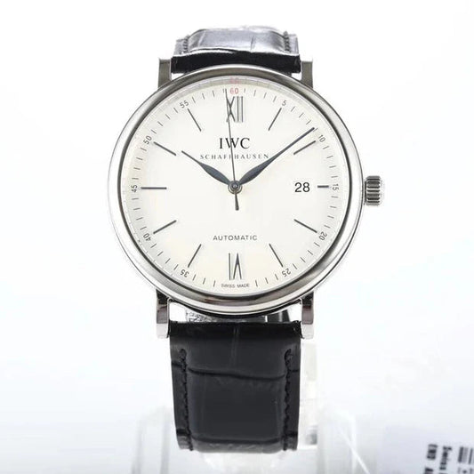 IWC Portofino 40mm Cream Dial Steel Case Black Crocodile Leather Strap
