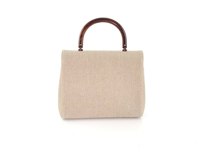 CHANEL Kelly Wood Canvas Top Handle Bag