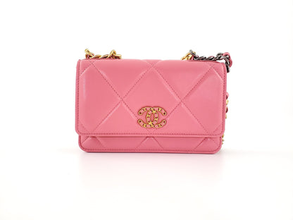 New CHANEL 19 21A Pink Wallet on the Chain WOC Bag