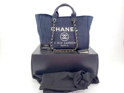 CHANEL DEAUVILLE Blue Marine Tote