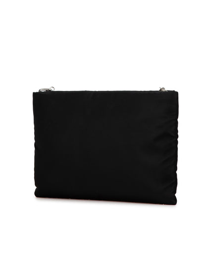 Crystal Embellished Nylon Chain Crossbody Bag