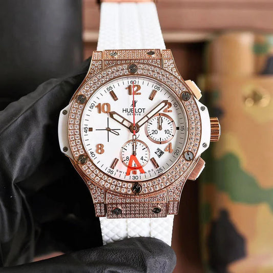 Hublot Big Bang 44 mm Rose Gold Case White Rubber Strap