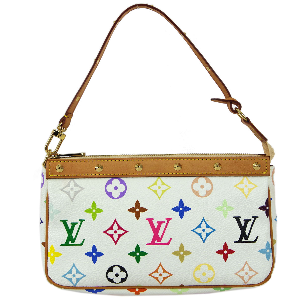 Louis Vuitton 2003 White Multicolor Pochette Accessoires Handbag M92649