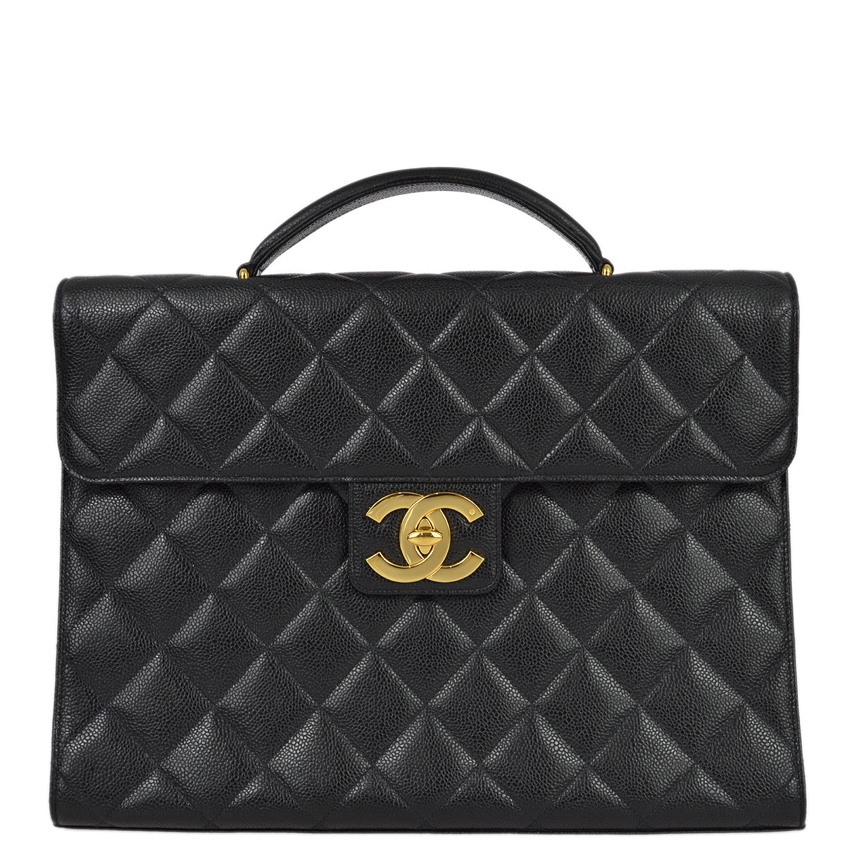 Chanel Black Caviar Skin Briefcase Business Handbag