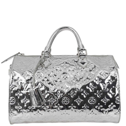 Louis Vuitton 2006 * Silver Monogram Miroir Speedy 35 Handbag M95271