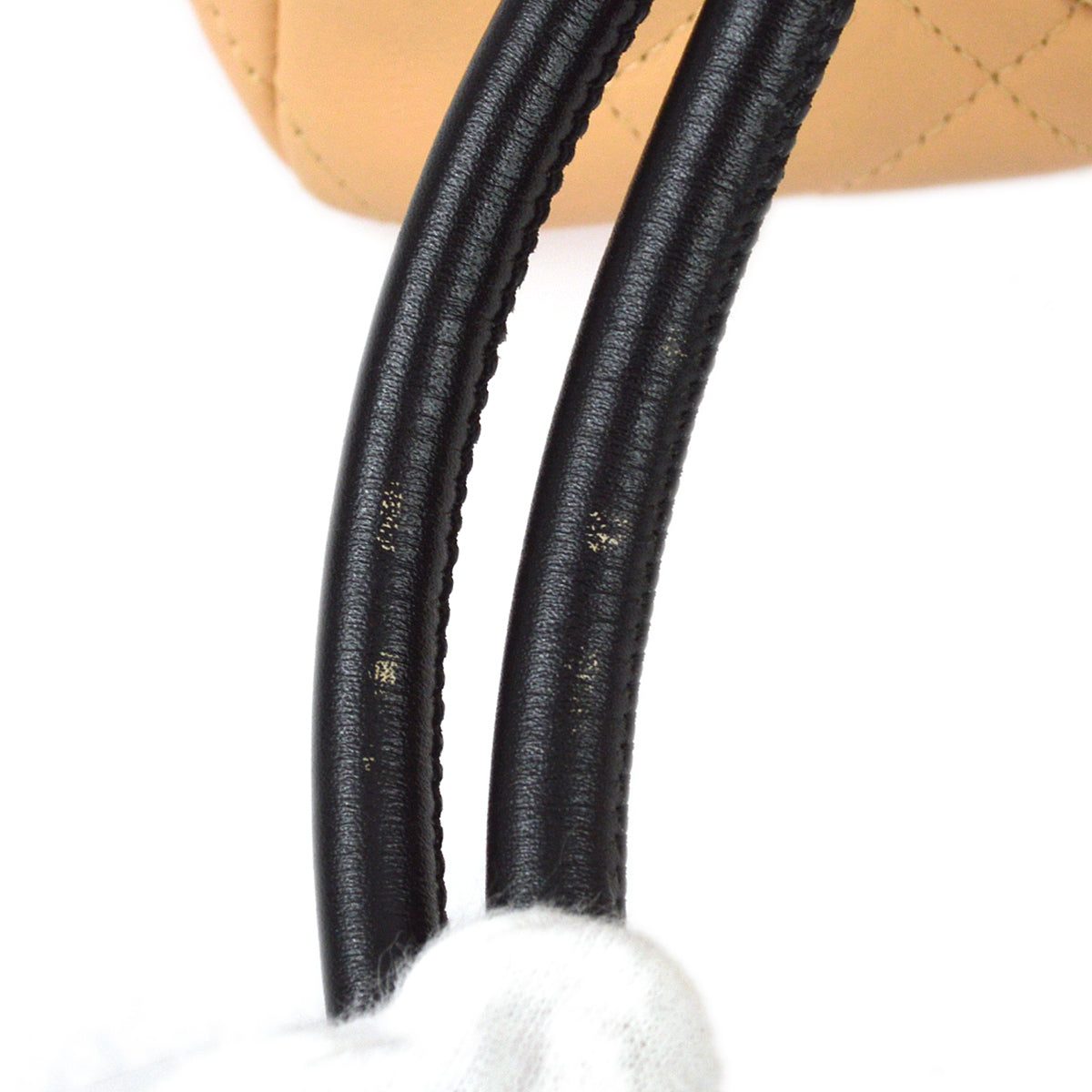 Chanel Beige Black Calfskin Cambon Ligne Bowling Handbag